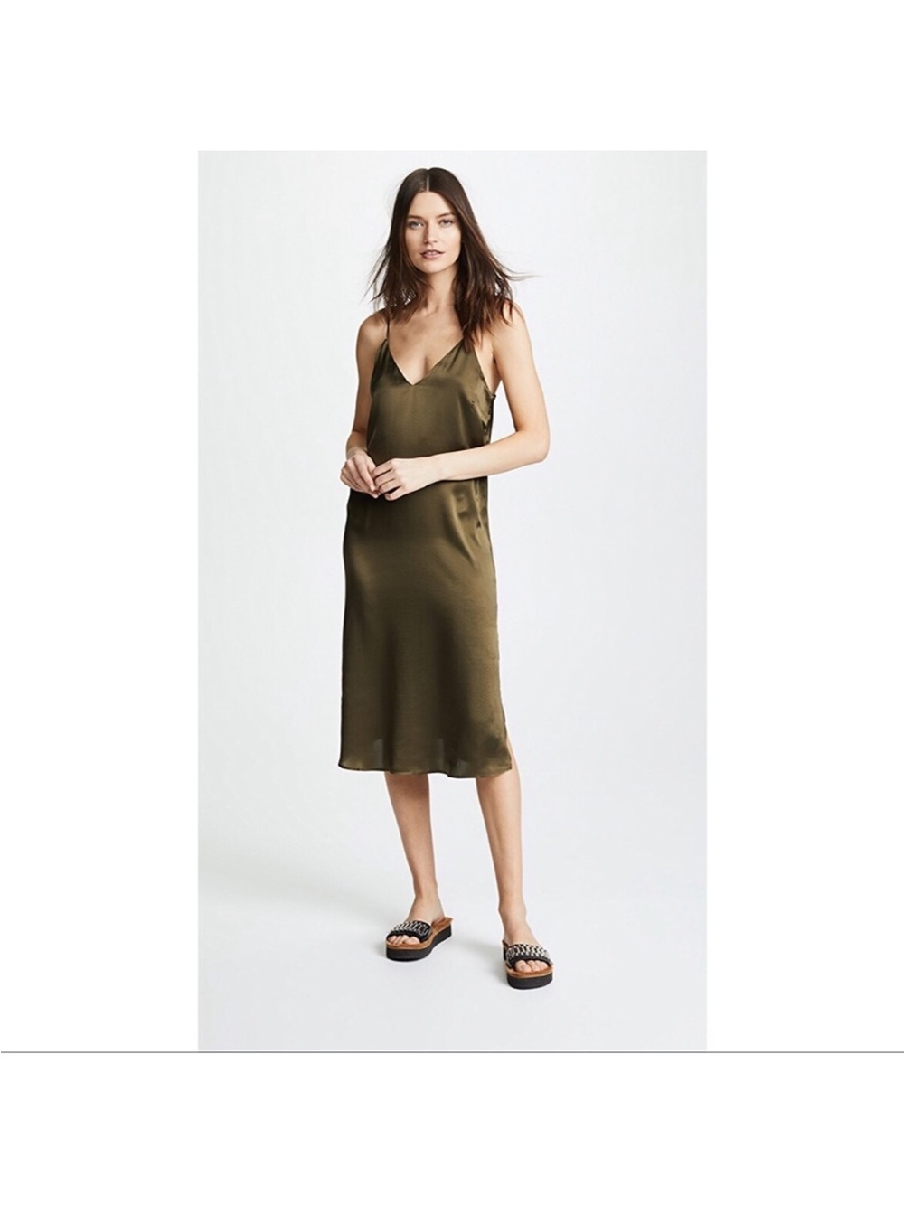 Anine Bing Gemma Slip Dress
Olive Green XS